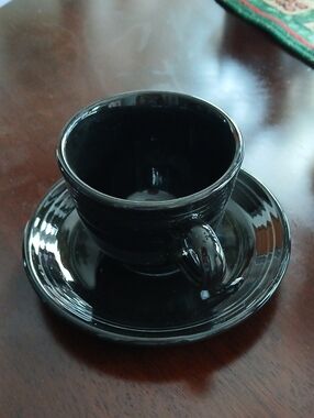 Fiestaware Black Cup And Saucer Set